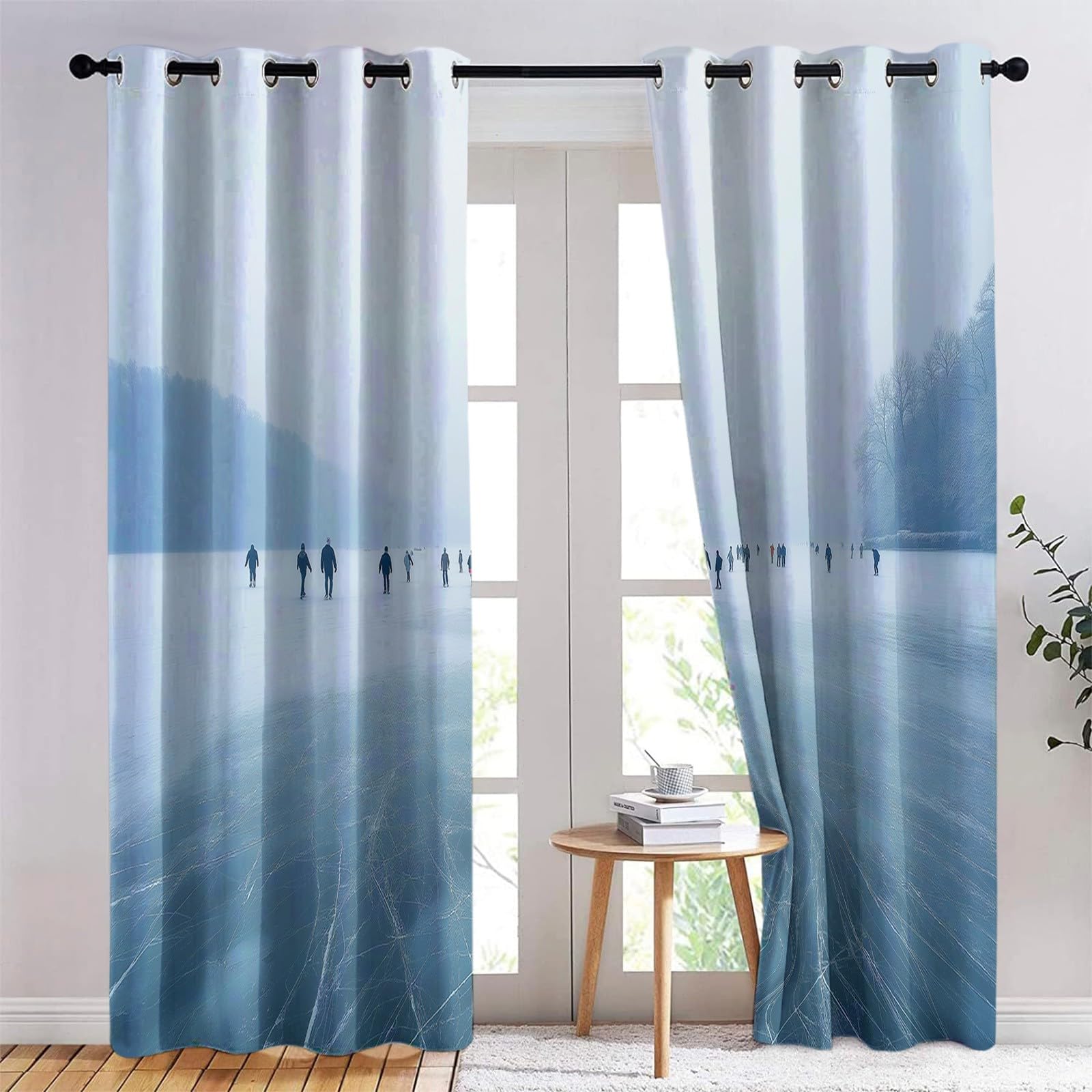 Generisch Grau 2er Set Verdunkelungsvorhänge mit Ösen, Gletscher-Bergrisse Blickdicht Thermo Isoliert Vorhänge für Wohnzimmer & Schlafzimmer, HxB 215 x 110 cm