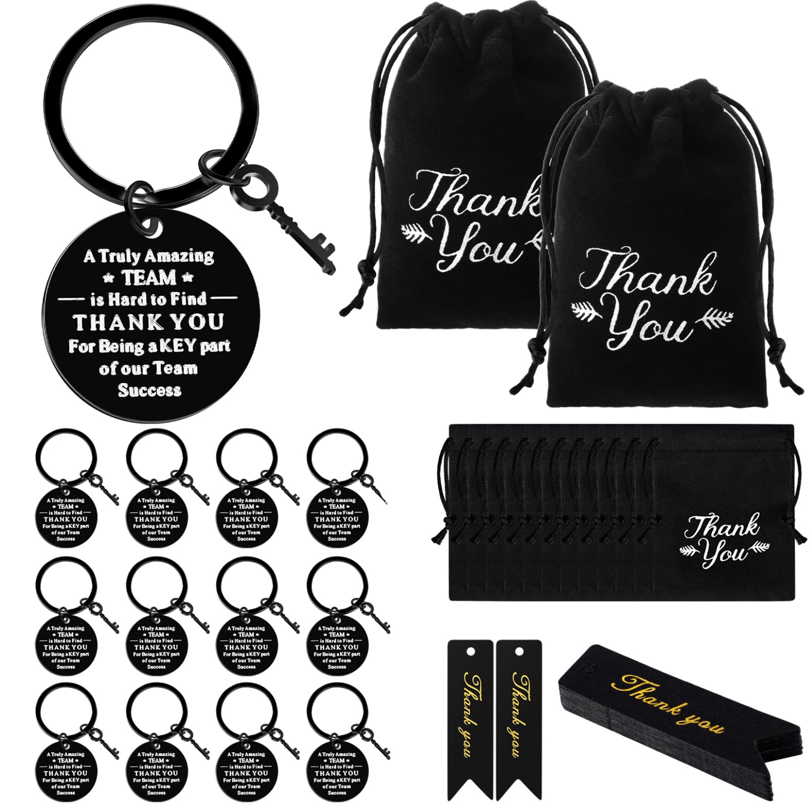 Yinkin 36 Pcs Employee Appreciation Gifts for Coworker Include Thank You Coworker Keychain Drawstring Bags Thank You Cards