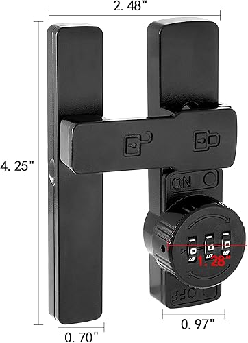 Miniatura 2 de Paquete de 2 cerraduras negras para puerta de granero de 180 grados, cerradura mecánica de contraseña, pestillo abatible con combinación, contraseña