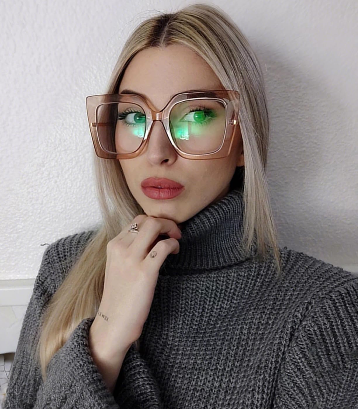 AIEYEZO Duże okulary do komputera chroniące przed objawami zmęczenia i zmęczenia – okulary przeciwzmęczeniowe do komputera (czarne + różowe), rozmiar L, 2 sztuki