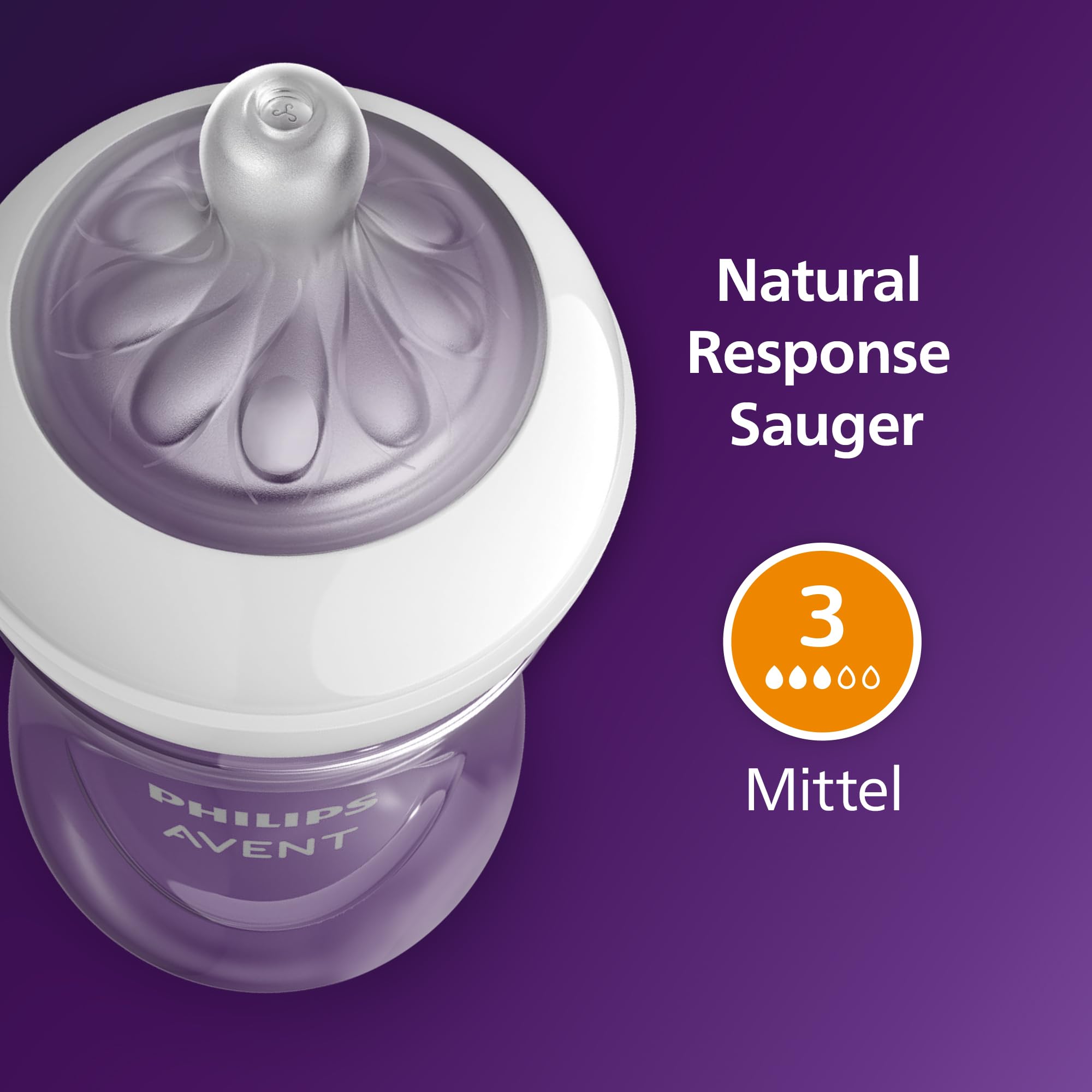 Philips AVENT Natural Response Geschenkset für Babys: 4 Natural Response Babyfläschchen (260 ml) mit T3 Saugern (ab 1 Monat), SCY903/61