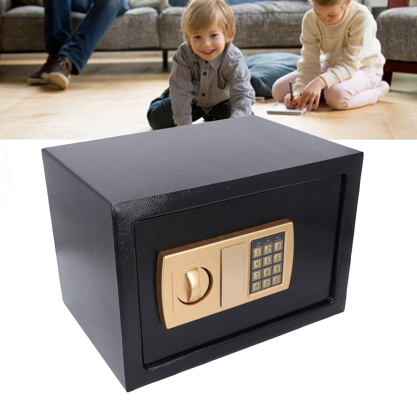 Safe, tragbare Digitale elektronische Sicherheitstastatur, Spardose aus Stahlkonstruktion für Zuhause, Reisen, Büro, 25 cm, Schwarz