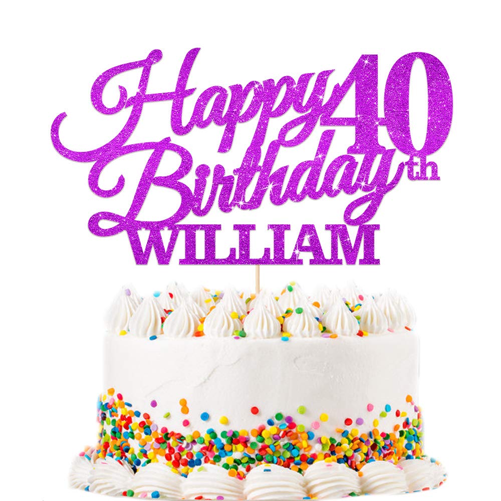 EDSG Personalised Happy Birthday Cake Topper - Custom with Any Name Any Age 16th, 18th, 21st, 30th, 50th, 60th, 80thοΌ 90th Cake Decoration - Multicolours Double Sided Glitter Paper Hand Finished in UK