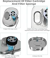 Vista 8 de Cat Water Fountain Stainless Steel 3.2L/108oz Capacity, Automatic Pet Water Dispenser with Quiet Pump, and Dishwasher Safe Design for Cats, Dogs(Cat