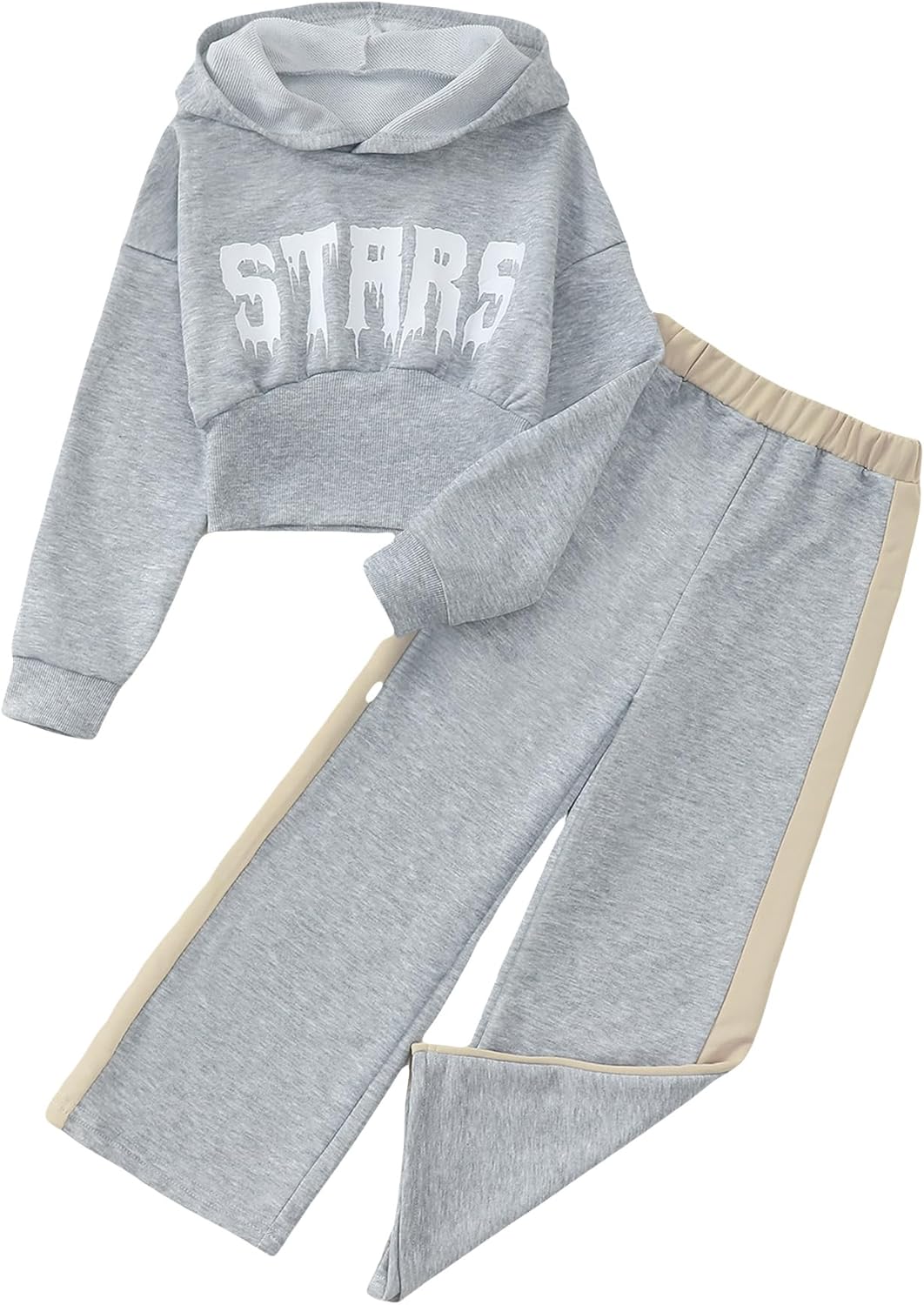 Girls' Clothing Set Crop Top Letter Hoodie Sweatpants Fall Winter Outfits Tween Girl Trendy Clothes Activewear 8-12