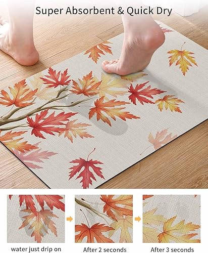 Miniatura 3 de Tapete de baño de otoño de Acción de Gracias para bañera, antideslizante, de secado rápido y absorbente, tierra de diatomeas, cocina, ducha,