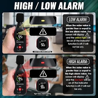 Decibel Meter Data Logger Sound Level Logger Noise Monitor with Data Recording, 31,000 Data, Graph Printing, MAX, Data Hold, 3-Color Light Alarm for Home, Office, Classroom, Industrial Use (30-130dB)
