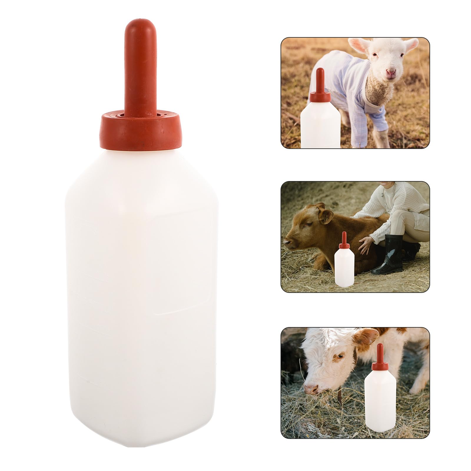 Tofficu 2 L Kälbermilchflasche aus Gummi und Pp Tropffrei und Leicht zu Reinigen Nutztiersäuglingsflasche für Einsatz dem Bauernhof oder Hause