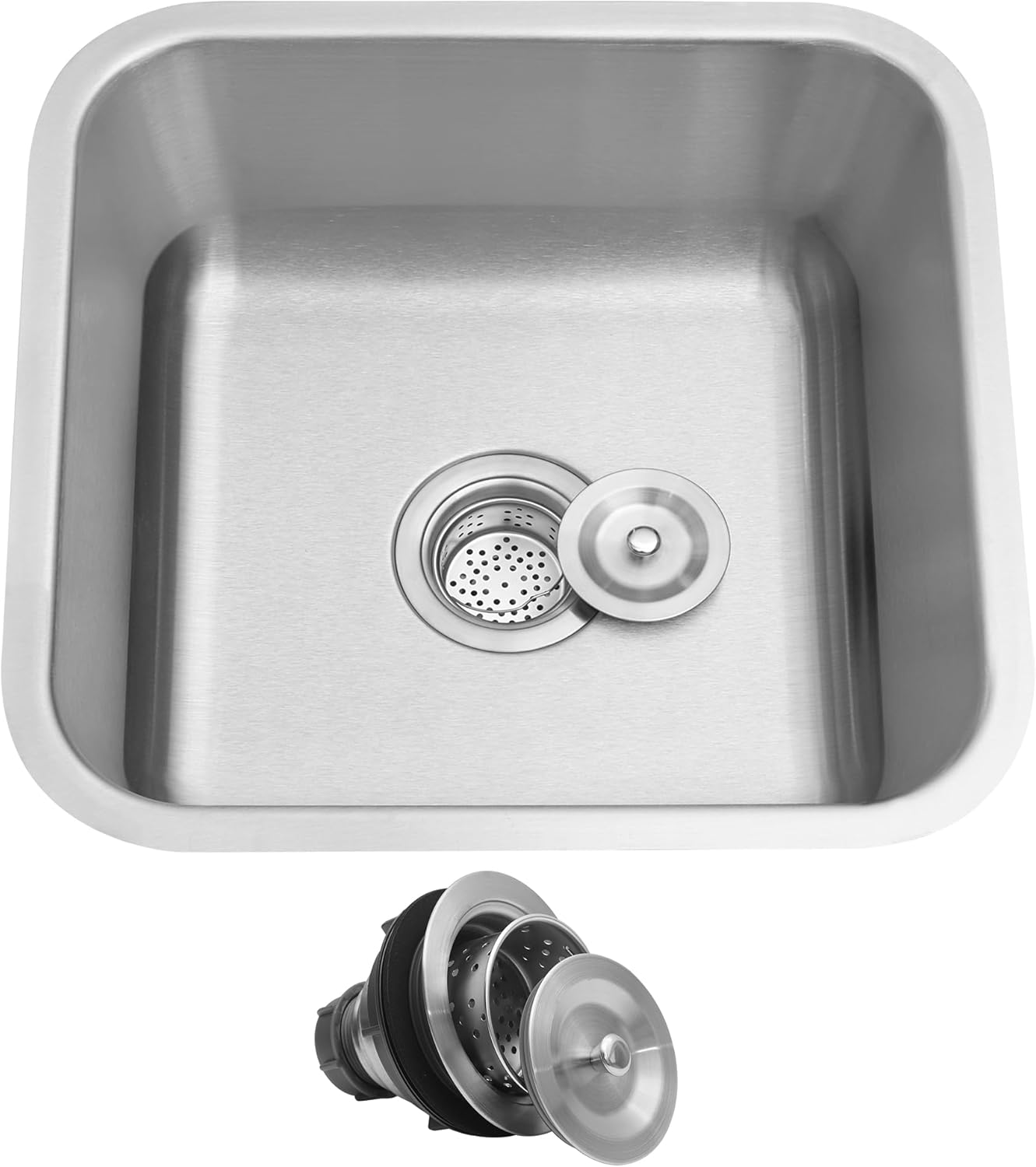 Bar Sink, 15" x 12" Inch Undermount Kithcen Sink, T-304S Stainless Steel RV Kitchen Sinks, Small Kitchen Sinks With Sink Drain Strainer, Use at Rv, Bar,Outdoor, Laundry and Utility,Bathroom