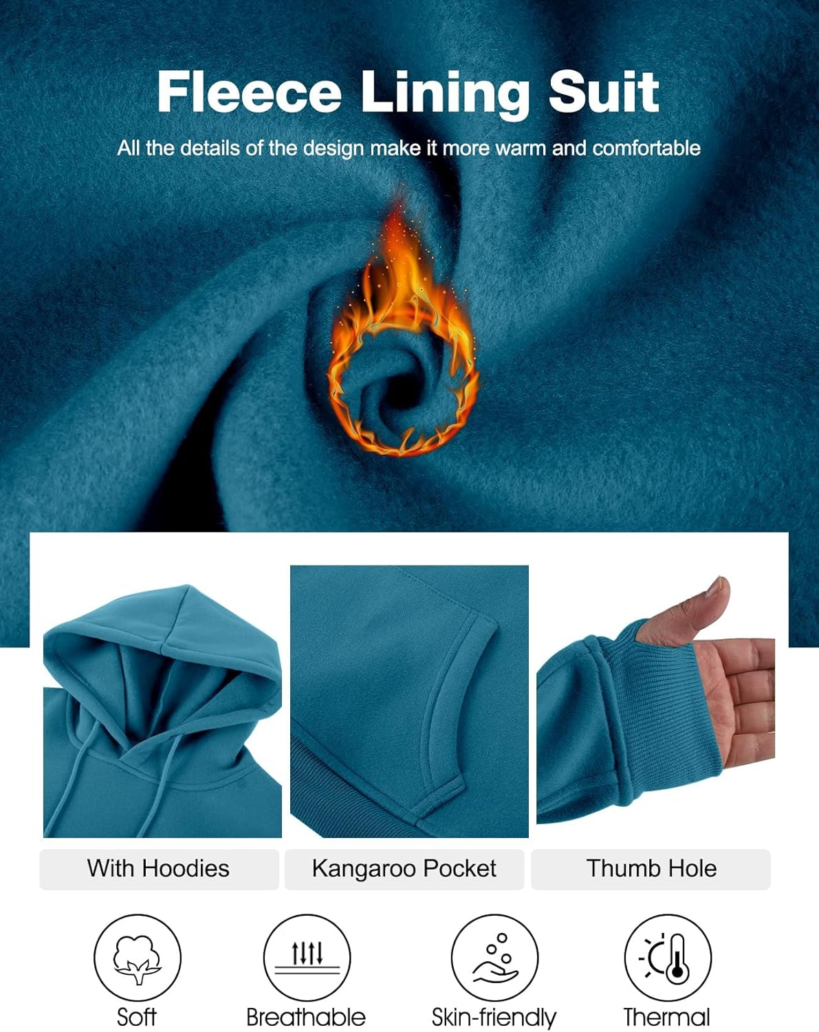 Flygo Womens Fleece 2 Piece Outfits Sweatsuit Crop Pullover Sweatshirt Joggers Pants Tracksuit Set - Image 6