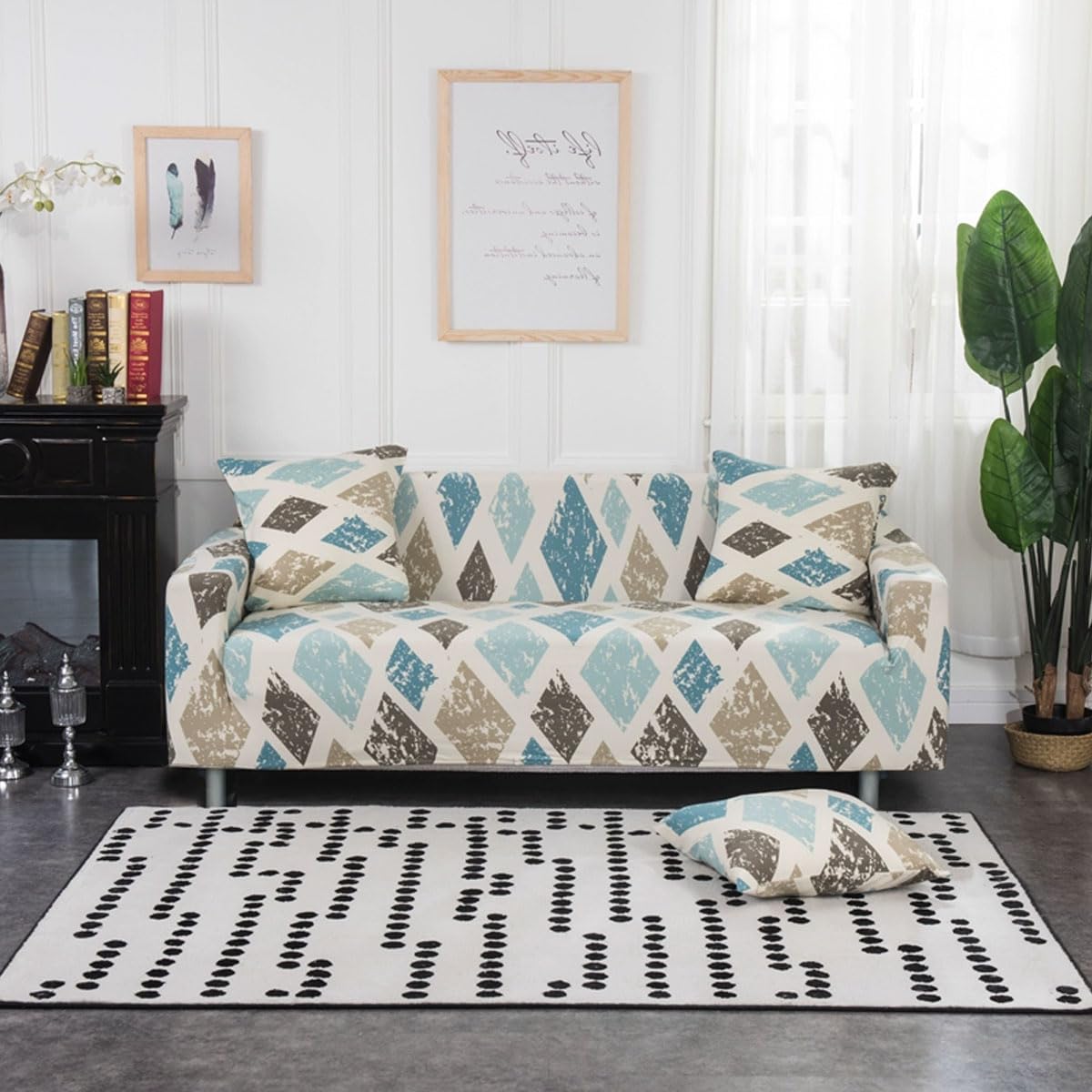 Qqwbhj C Sofa Overs 1 2 3 4 Seater High Stretch Ouch Overs Printed Pattern Sofa Overs Universal Sofa Slipcover All-Inclusive Ouch Overs Furniture Protector For D(Size:3 Seater (190-230Cm),Olor:c)