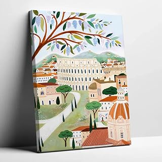 Rome Colosseum Canvas Wall Art Print, Travel Artwork, Framed Painting, Living Room Home Office Decor (16x20)