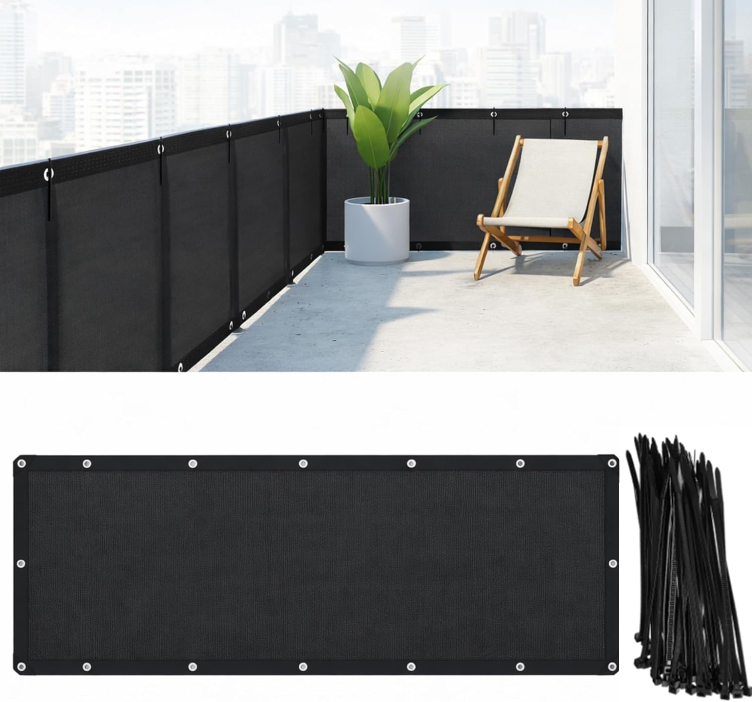 CroBlissful 3' X 20' Balcony Screen Privacy Fence Cover HDPE UV Resistant Privacy Screen Outdoor Balcony Shield Decor Mesh Fence Panel Cover for Deck Patio Backyard Pool Porch
