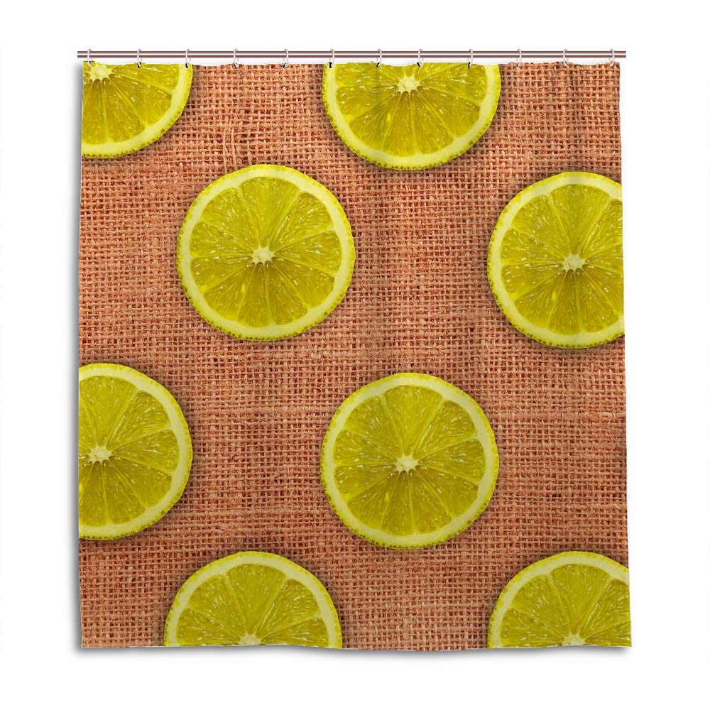 Rideau de douche en polyester motif fruits jaune citron CHEHONG de dimensions 168x183 cm