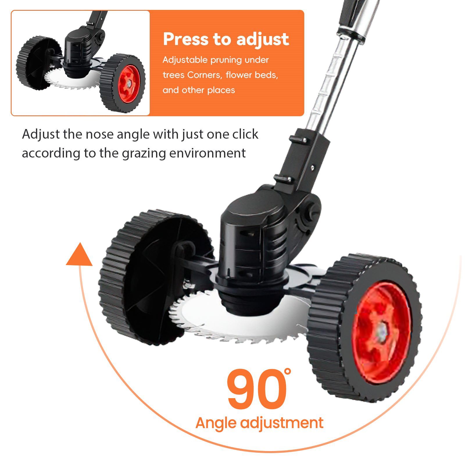 Corte con borde inalámbrico con 2 baterías de 1500 mAh, 650 W | Cabeza giratoria 90 °, mango ajustable 90 – 135 cm, desenrollador de batería para jardín y césped fácil