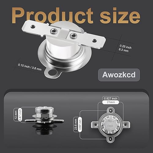 Miniatura 4 de Awozkcd ULCUL KSD301 Interruptor Térmico de 125V 16A, Termostato de Disco Bimetálico de 240C464F Apagado y 210C410F Encendido, Interruptor Térmico