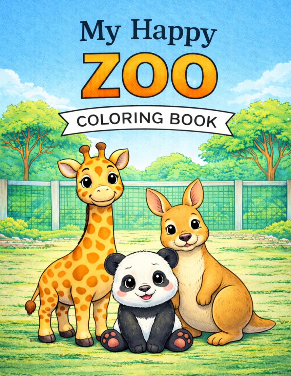 My Happy ZOO Coloring Book: Cute Zoo Animals Coloring Book for Kids (Cute Animal Friends Life)