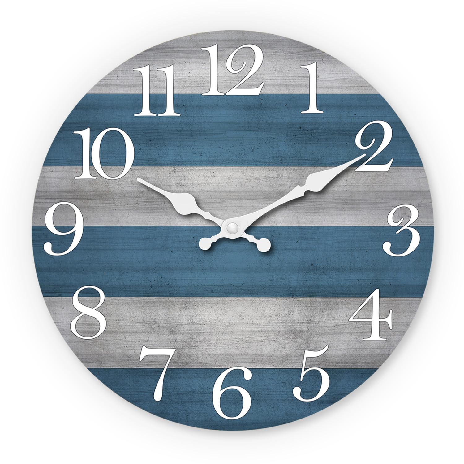 NUOVO Wall Clock, 30 cm, Rustic Wall Clock, Blue and Grey Wood Grain, Noiseless, Non-Ticking, Battery Operated, Vintage Design, Decorative for Kitchen, Living Room, Bedroom, Bathroom