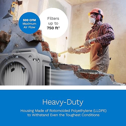 Miniatura 5 de hOmeLabs Depurador de aire portátil con filtración de 3 etapas, máquina de aire negativo apilable para uso industrial y comercial, limpiador de aire