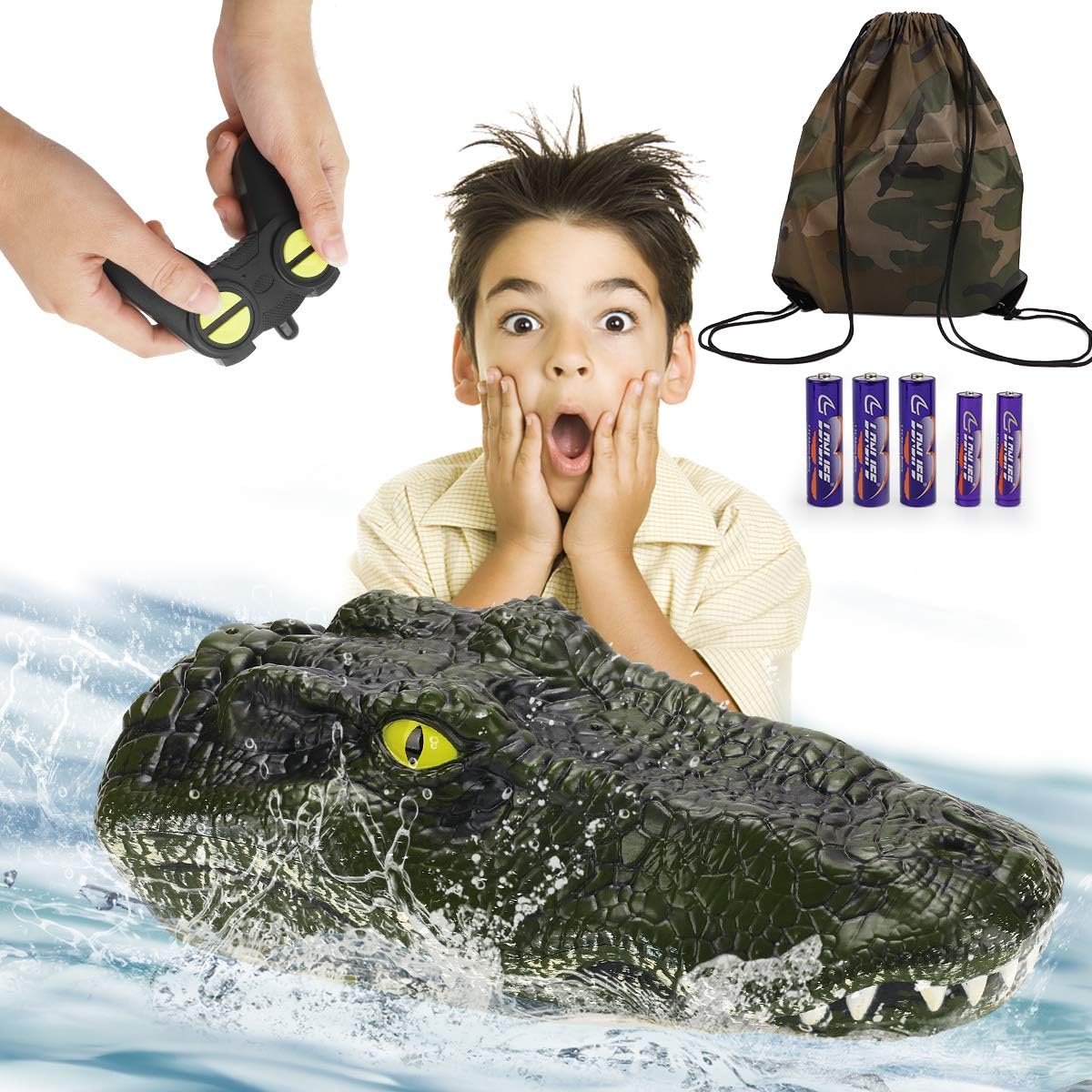 Nueplay Remote Control Alligator Head Toy RC Boat Crocodile Electric Racing 2.4G Hight Speed Prank Toy for Pools & Lakes Adults Kids Boy Girl