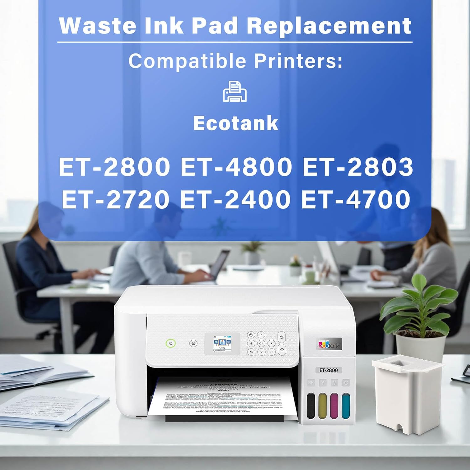 Waste Ink Pad Replacement with Reset Software for Ecotank ET-2800 ET-4800 ET-2720 ET-2803 ET-2400 ET-4700 ET2800 2800 4800 2720 2803 2400 4700 Printer, Maintenance Box with Reset Software (4 Pack)