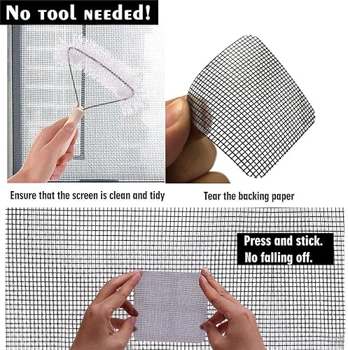 Miniatura 5 de FLYZZZ Parches de reparación de pantallas grandes, kit de reparación de puerta mosquitera, kit de pantalla autoadhesiva adecuado para reparar
