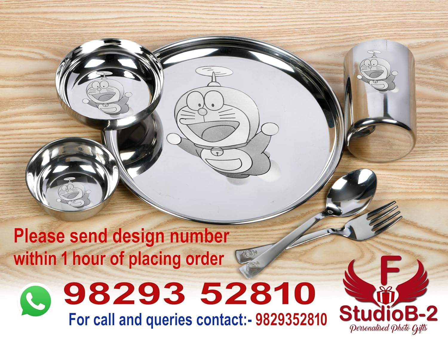 Personalized Naruto Stainless Steel Thali Set - 6 Piece -8