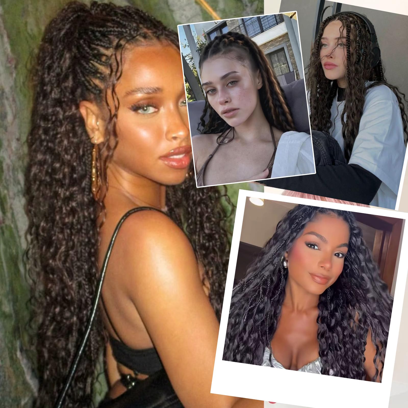 Deep Wave Bulk Hair for Braiding 22 Inch Natural Curly Hair for Boho Braids No Weft Wet and Wavy Braiding Hair Extensions for women (P4/30#, 22inch-3pc)
