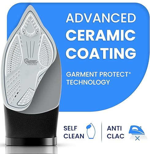 Miniatura 6 de Xabitat Plancha inalámbrica de lujo  Plancha de vapor de 1500 W  Antigoteo  Tecnología de protección térmica  Suela de cerámica antiadherente  Cable