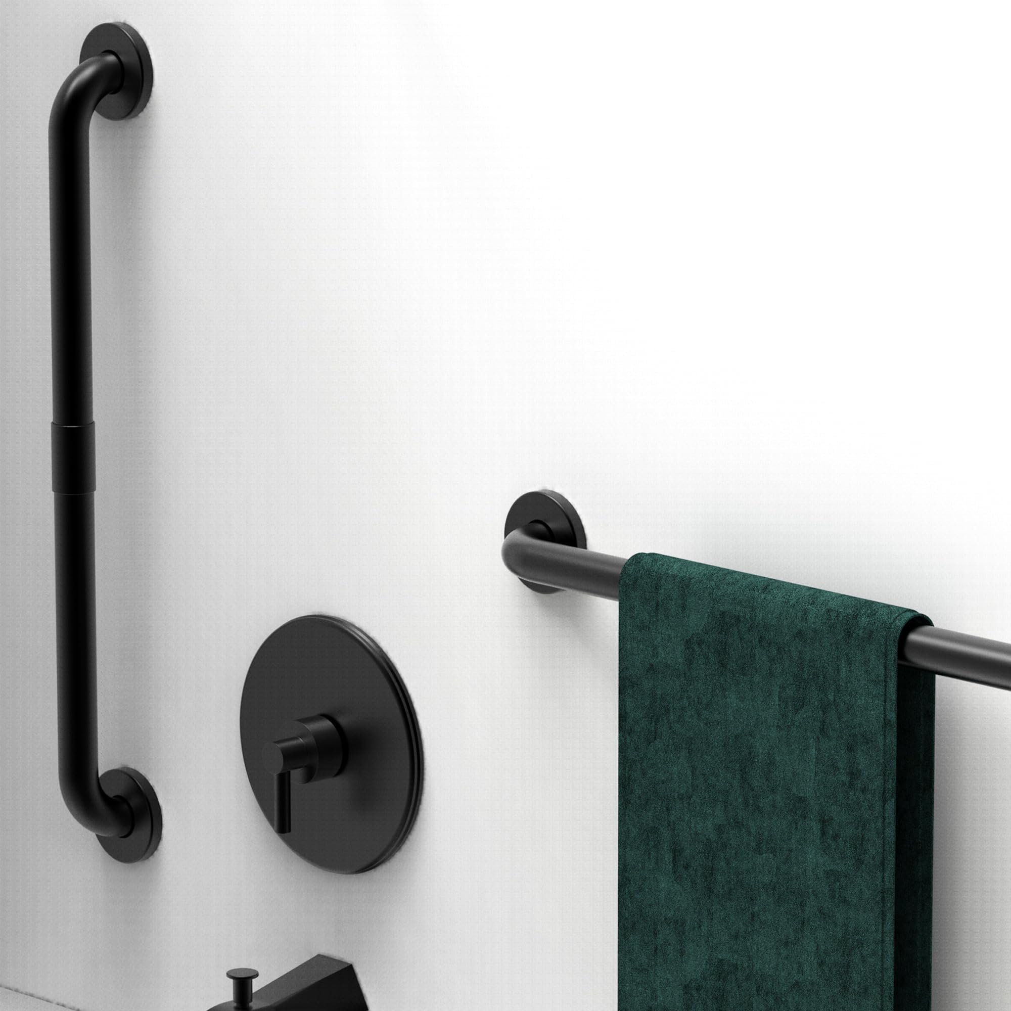ZEYUMEE AmeriLuck Stainless Steel Bath Safety Grab Bar, ADA Compliant 500lbs Loading Capacity, Matt Black, 24in | 2Pack