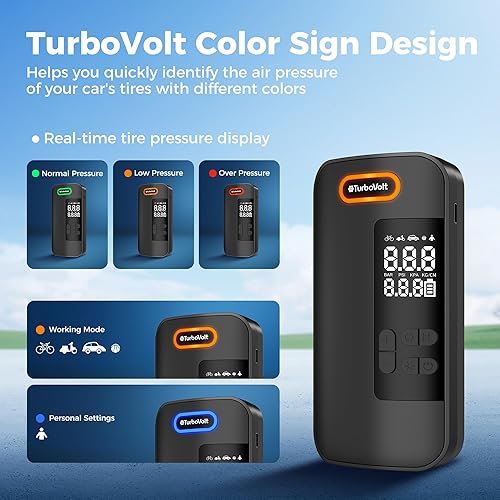 Miniatura 3 de Compresor de aire portátil para inflador de neumáticos, bomba de aire inalámbrica recargable 2 veces más rápida, inflador de neumáticos portátil con