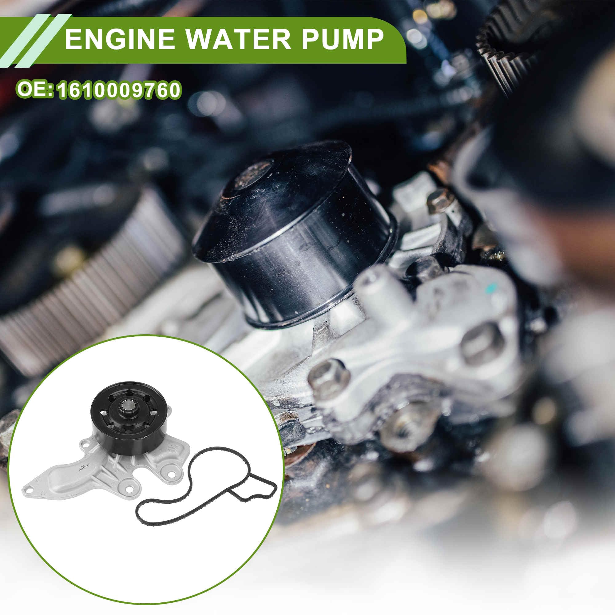 A ABSOPRO Pompa dell'acqua del motore per Toyota Corolla 2019-2024 No.1610009760 Pompa dell'acqua di raffreddamento con guarnizione 1 Set