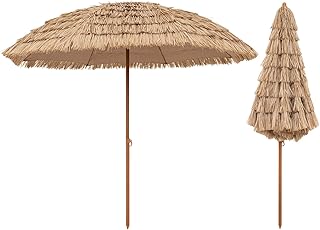 8FT Thatched Patio Tiki Umbrella, Hawaiian Style Outdoor Beach Umbrella ...