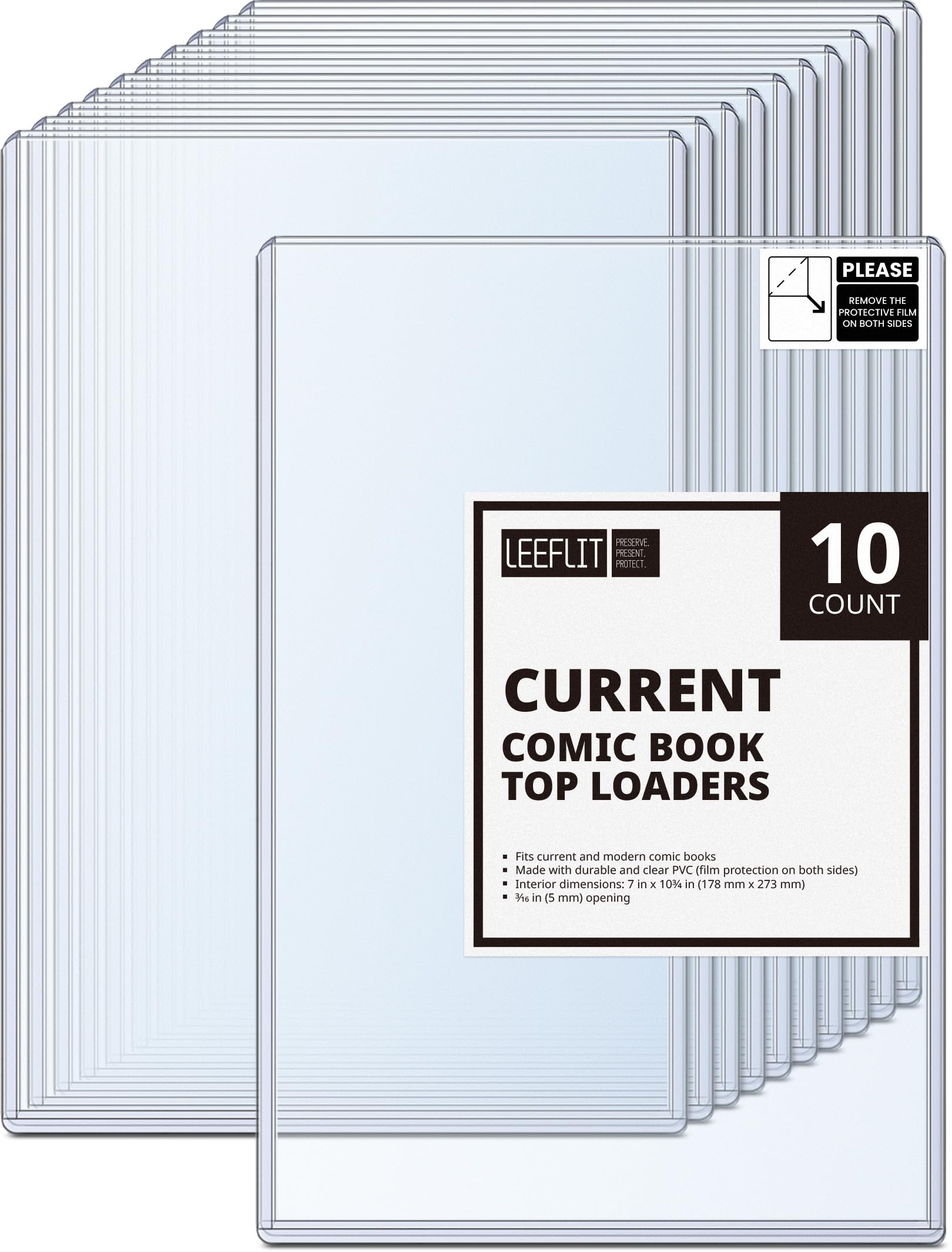 LEEFLIT Current Comic Book Top Loaders - Toploader Hard Plastic for Storage and Display, 10 Count