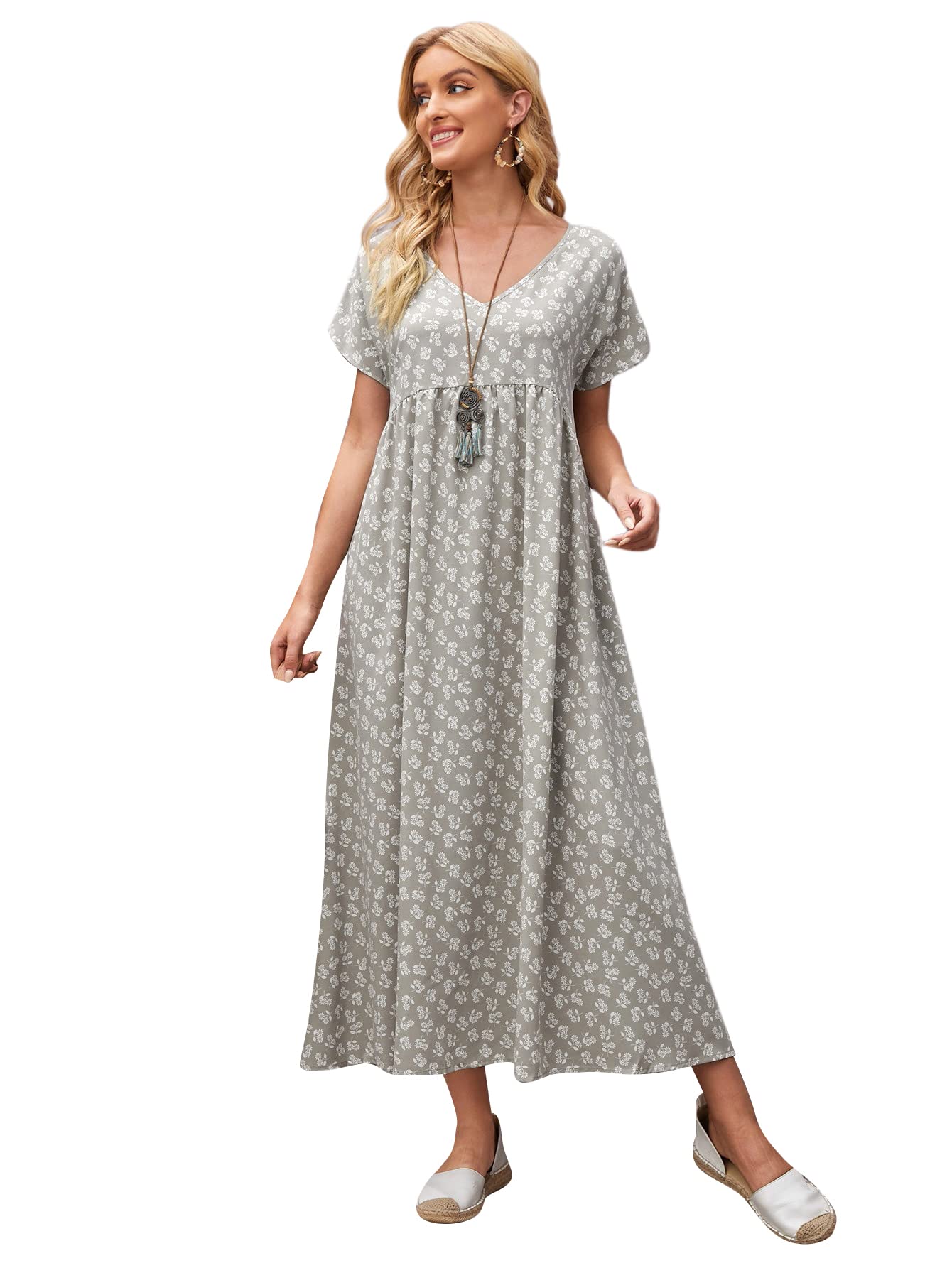 Shein Womens Floral Print V Neck Ruffle Hem Loose Line | Desertcart Belize