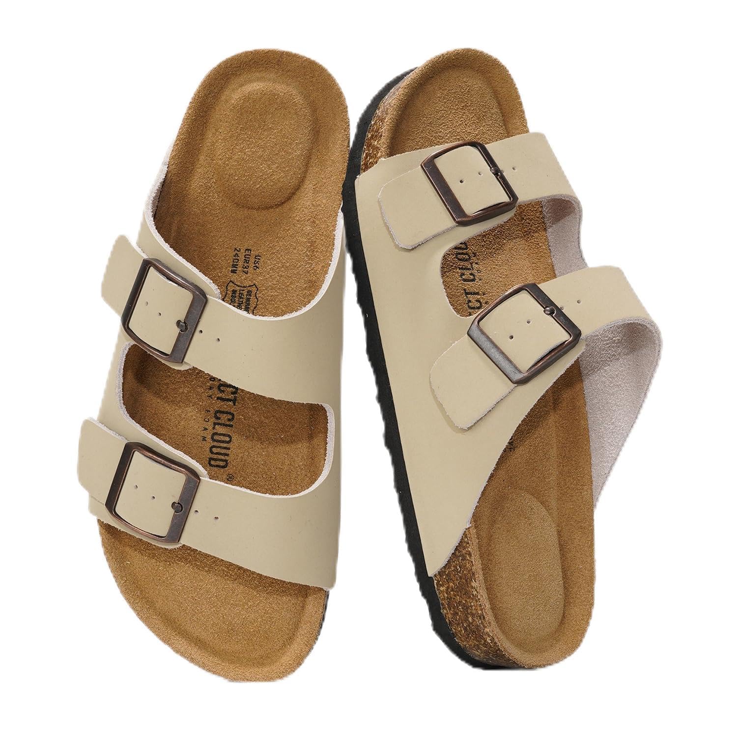 Project Cloud Genuine Leather Flat Sandals Women 2025 Beach Essentials Womens Sandals Memory Foam Vacation Essentials Slides for Women Footwear (Venita)