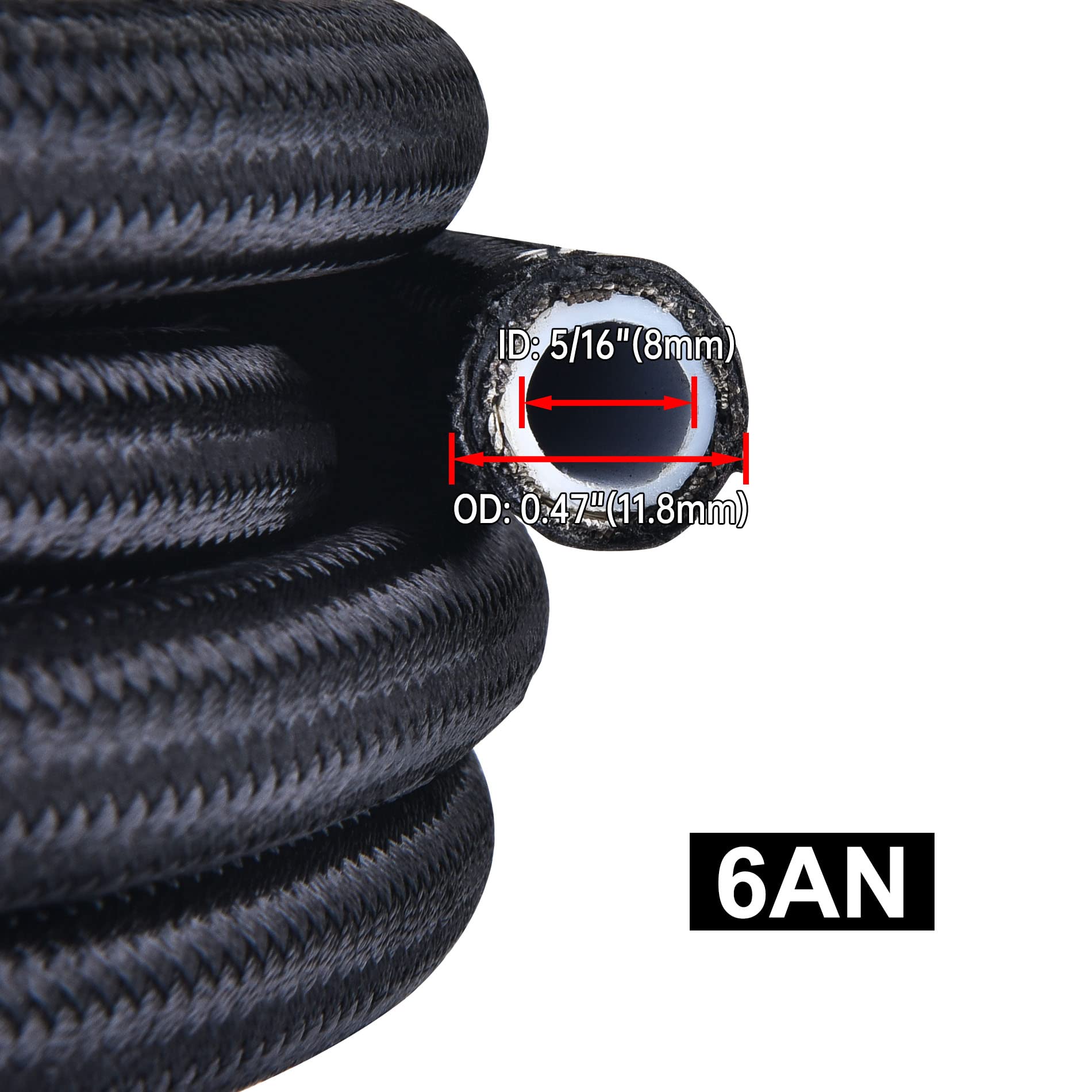 Anti Static Line Braided Fuel Line EVIL ENERGY 6AN PTFE Fuel Hose – 20FT Conductive ...