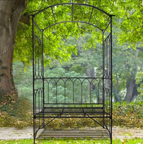Garden Arbour Bench Outdoor Metal Pergola Arch Patio Seat Plant Flower Roses Climbing Structure Loveseat 2 Seater Chair Archway Backyard Yard Lawn Tall Furniture