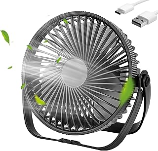 Kazaigou USB Desk Fan, Small USB Powered Portable Desk Fan, 3 Speeds Strong Wind Quiet Personal Table Cooling Fan, 360° Rotatable Mini Desktop Fan for Home Office Bedroom