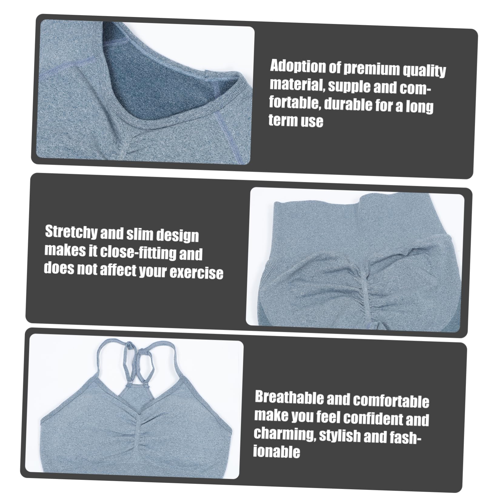 BESTYASH Ensemble de Yoga sans Coutures Bleu L, 1 Set, Chinlon, Haut