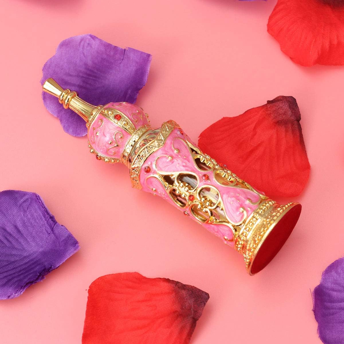 Operitacx Refillable Glass Perfume Bottle 12Ml Vintage Middle Eastern Flower Vine Design Empty Essential Oil Container for Travel Wedding Decoration