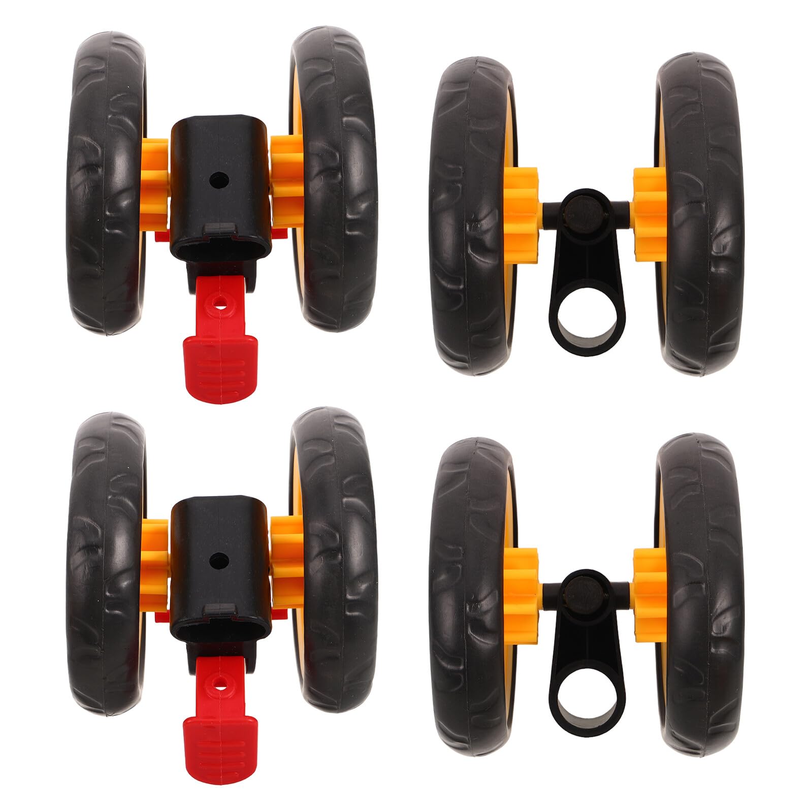 Roues de Poussette Pivotantes en Plastique Noir, Lot de 4 Set, 12 Cm