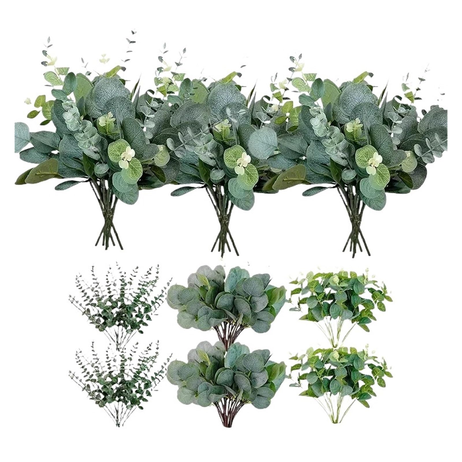 YGLEEULI Artificial Foliage Stems 100 Pcs Artificial Eucalyptus Stems Fake Greenery Leaves Faux Plant for Floral Arrangement Green Decor(100 PCS Sets 1)