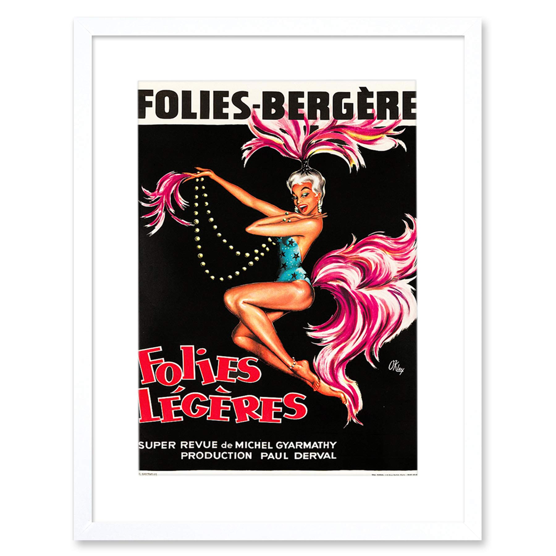 Wee Blue Coo Folies Bergere Cabaret Showgirl Artwork Framed Wall Art Print 12X16 Inch