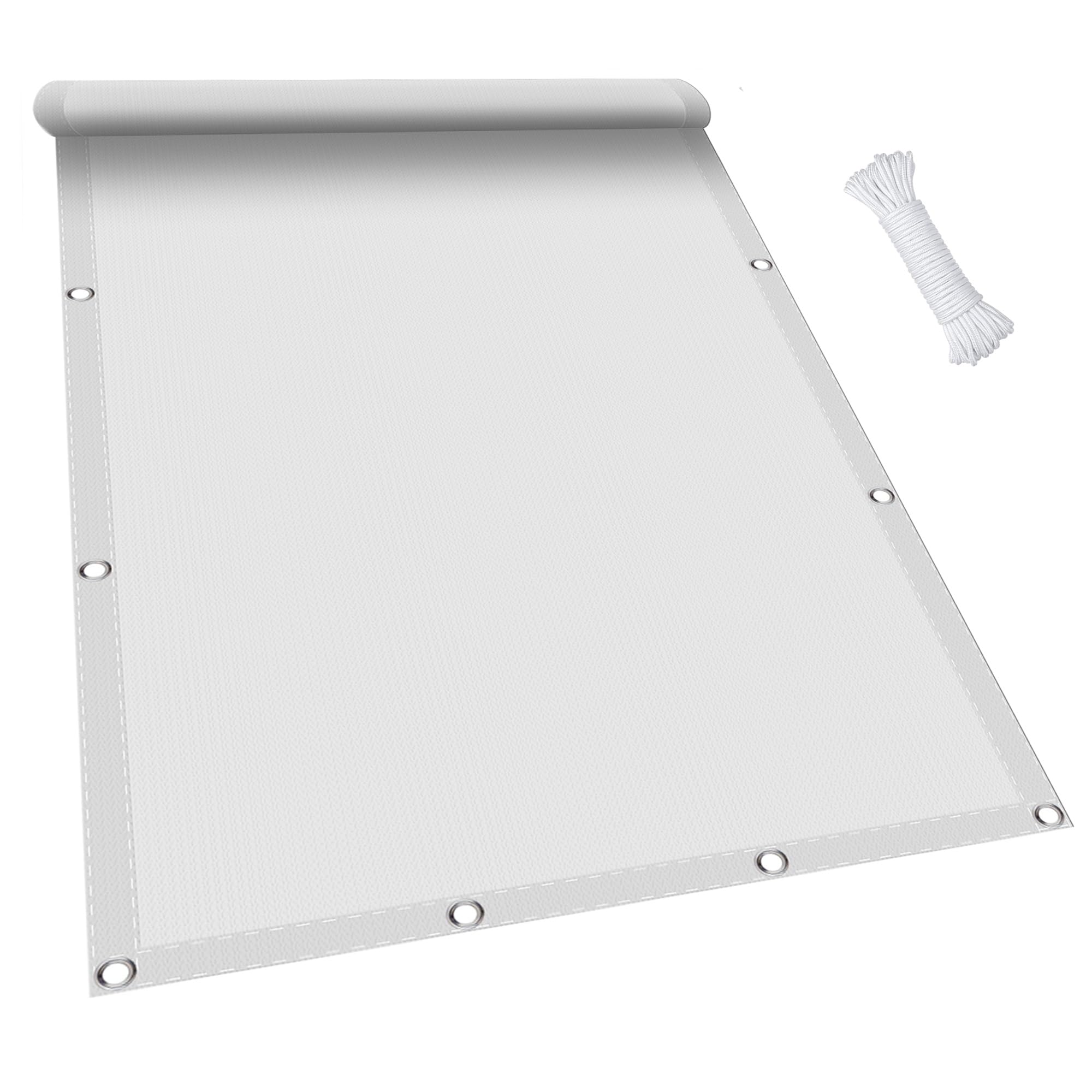 Sonnensegel Quadratisch – 10x10 M, Mit 95% UV-Schutz, Inkl. 4x1,5 M Edelstahl-Seilen, Cremefarben