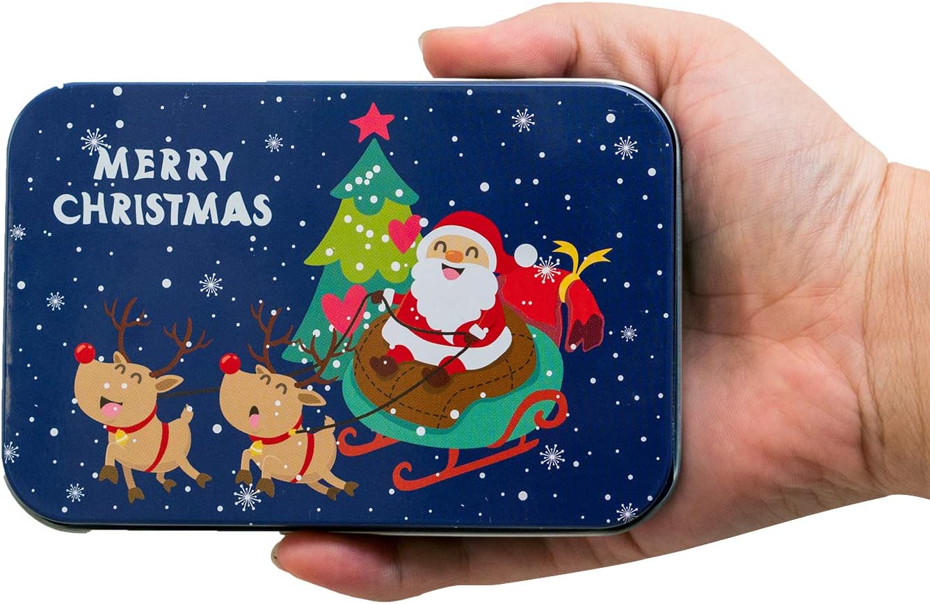 TOMNK 8pcs Gift Card Boxes Dark Blue Gift Card Holder 4.9x3.3x0.7 Inch Gift Tins for Christmas Party Favors and Cards Include Greeting Card for Easy Organized Gift Giving