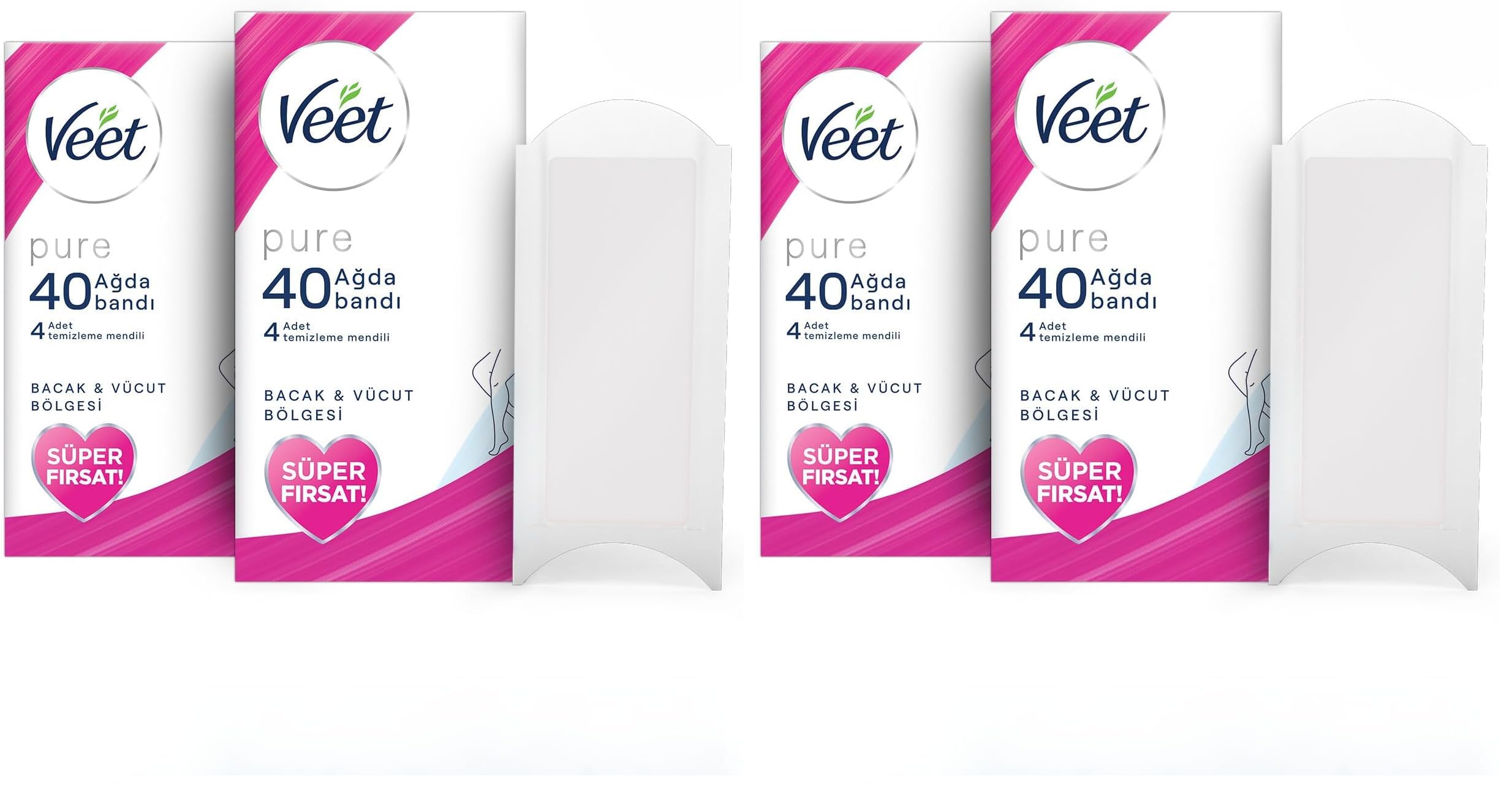 Veet Pure Hassas Ciltler için Ağda Bandı, Bacak ve Vücut Bölgesi, 80'li (2 paketi)