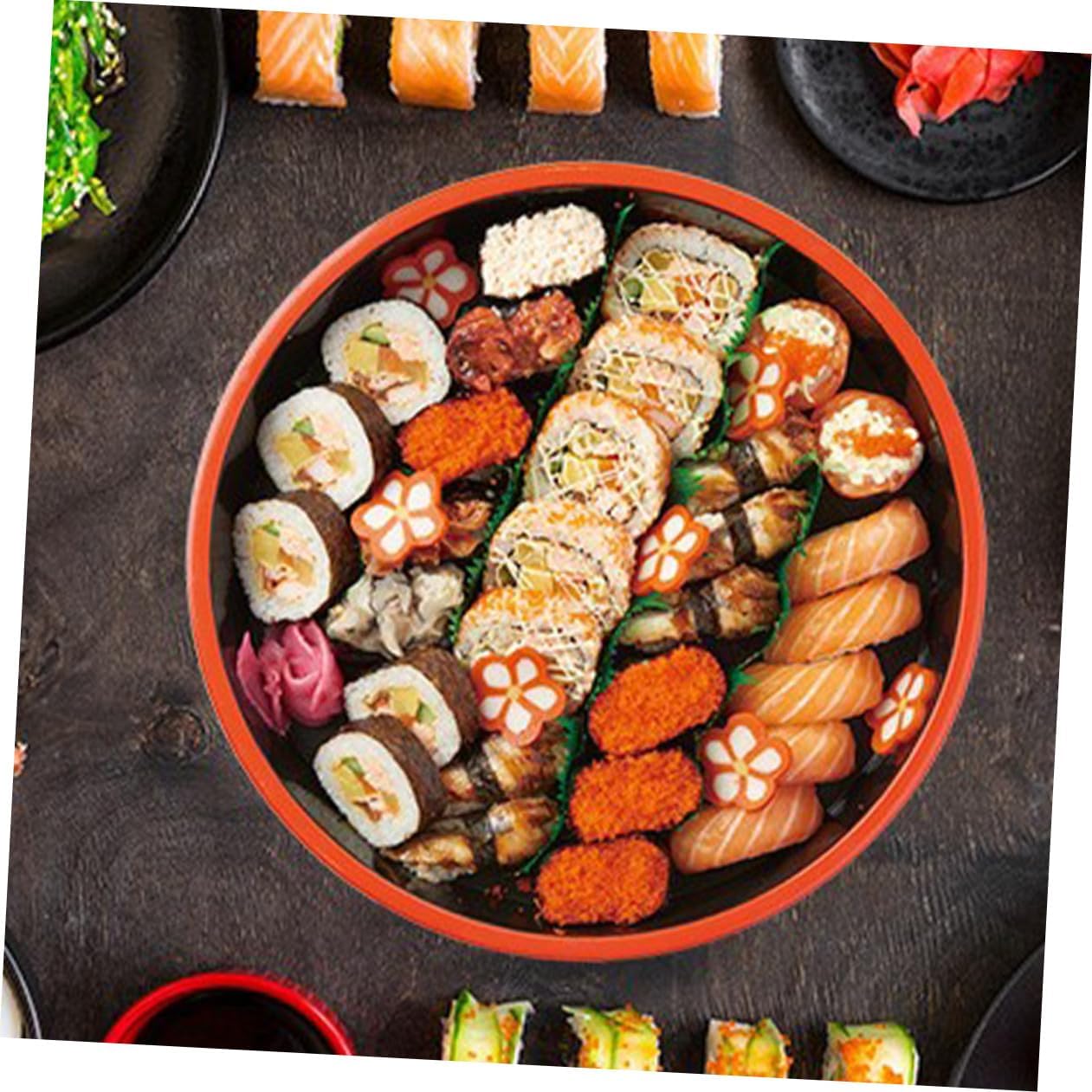 Zerodeko Salmon Sushi Plate and Sashimi Serving Tray Set 24.5cm Japanese Style Reusable Sushi Dish with Drain Board and Entertaining
