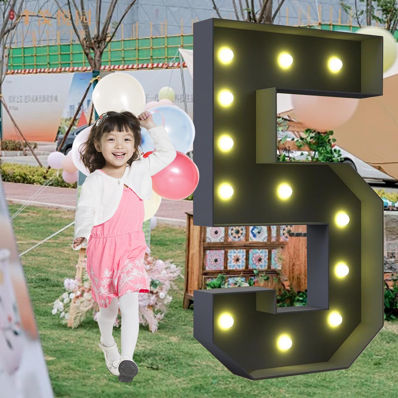 Luces LED de marquesina de 120 cm, números gigantes, 5 letras LED para el día de San Valentín, cumpleaños, Navidad, Año Nuevo