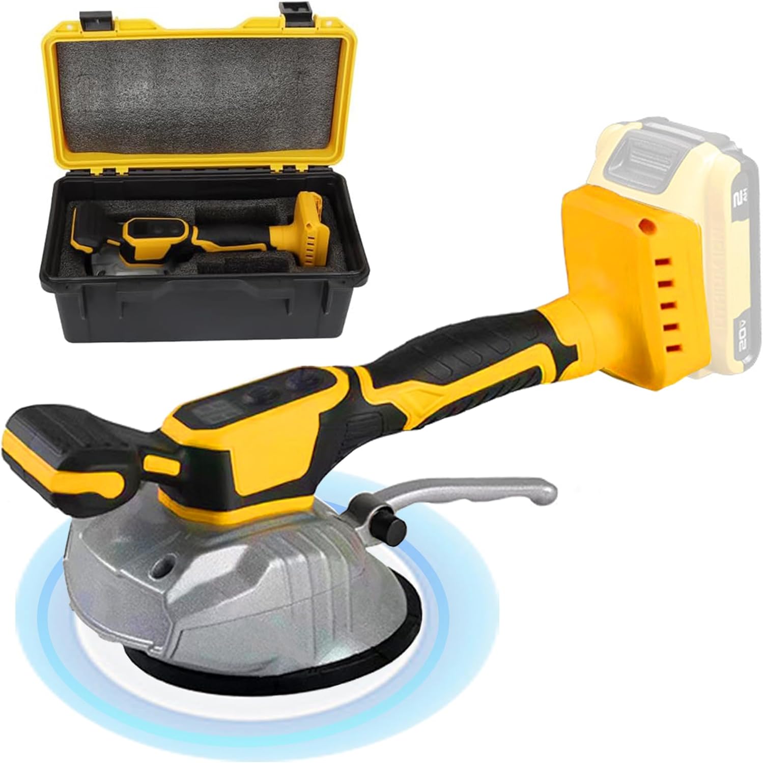 Tile Vibration Tool for Dewalt 20V Battery, Handheld Tile Tools Max 25000r/Min, 150W Tile Suction Cup Tool with 8 Speed, Suction Cup, Digital Display for Floor Tile Wall (For Dewalt)